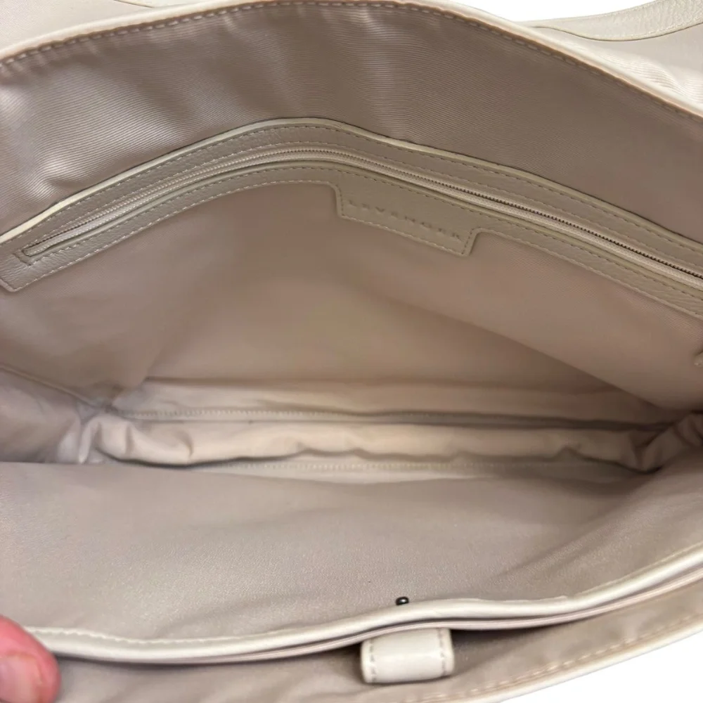 Levenger white leather messenger briefcase laptop bag
